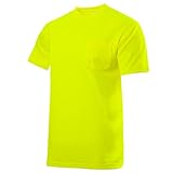 JORESTECH Safety High Visibility Orange or Yellow Short Sleeve Work T Shirt with Chest Pocket, Moisture Wicking fabric