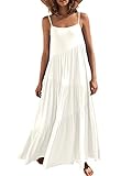 ANRABESS Women Summer Casual Loose Sleeveless Sundress Spaghetti Strap Flowy Boho Linen Beach Vacation Maxi Long Dress 2024 White Small