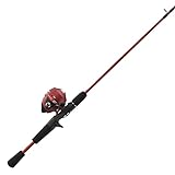 Zebco Slingshot Spincast Reel and Fishing Rod Combo, 5-Foot 6-Inch 2-Piece Fishing Pole, Size 30 Reel, Right-Hand Retrieve, Pre-Spooled with 10-Pound Zebco Line, Red