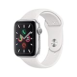 Apple Watch Series 5 (GPS, 40MM) Silver Aluminum Case with White Sport Band (Renewed)