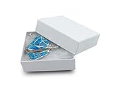 TheDisplayGuys - 100-pack - #11 Cotton Filled Cardboard Paper Jewelry Box Gift Case - Swirl White (2.1' x 1.8' x 0.8')