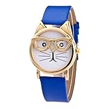 COOKI Womens Quartz Watch Analog Female Watches Owl Print Lady Watches Leather Watches for Women with Leather Band