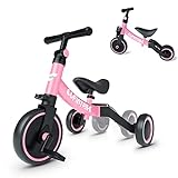 besrey 5 in 1 Toddler Bike for 1 Year to 4 Years Old Kids, Toddler Tricycle Kids Trikes Tricycle, Gift & Toys for Boy & Girl, Balance Training, Removable Pedals