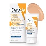 CeraVe Hydrating Mineral Sunscreen with Sheer Tint | Tinted Mineral Sunscreen with Zinc Oxide & Titanium Dioxide | Blends Seamlessly For Healthy Glow | Tinted Moisturizer with SPF 30 | 1.7 Fluid Ounce