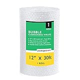 PackageZoom 1 Pack 12 inch x 30 ft. Bubble Cushioning Wrap Shipping Packing Moving Supplies Perforated Every 12” Bubble Cushioning Wrap for Packing and Moving Boxes Bubble Packing Wrap for Moving