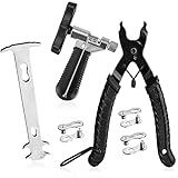 A AKRAF Bike Link Plier + Chain Breaker Splitter Tool + Chain Checker + 3 Pairs Bicycle Missing Links, Bike Link Opener Closer Plier Chain Cutter Connector Wear Indicator Tool (w/Silver Checker)