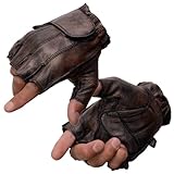 Milwaukee Leather MG7561 Men's Brown Leather Gel Padded Palm Fingerless Motorcycle Hand Gloves Made W/ ‘Naked Leather’ - Large