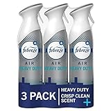 Febreze Air Freshener Spray, Air Deodorizer Odor Fighter Spray For Strong Odors, Bathroom Deodorizer, Heavy Duty Crisp Clean Scent, 8.8 Oz (Pack of 3), Bathroom Spray, Air Refresher