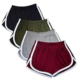 CAMEWAY 4 Pack Women's Cotton Yoga Dance Short Pants Sport Shorts Summer Athletic Cycling Hiking Sports Shorts M Black