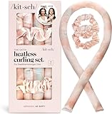 Kitsch Satin Heatless Curling Set - Overnight Hair Curlers to Sleep in, Heatless Curls, Heatless Hair Curler Overnight Curls, Heatless Curling Rod Headband, No Heat Soft Curlers, Hair Rollers - Sunset