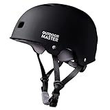 OutdoorMaster Skateboard Cycling Helmet - Two Removable Liners Ventilation Multi-Sport Scooter Roller Skate Inline Skating Rollerblading for Kids, Youth & Adults - L - Black