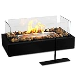 KORNIFUL Tabletop Fire Pit - Safer Stainless Steel Small Table Fireplace with Cobblestone for Dinner Parties, Smores Maker - Indoor/Outdoor Portable Mini Table Top Firepit - Housewarming Gift