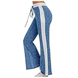 Women Drawstring Sweatpants Fashion Ladies Elastic Waist Leisure Loose Solid Patchwork Trousers Active Workout Running Yoga Wide Leg Long Pants