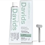 Davids Fluoride Free Nano Hydroxyapatite Toothpaste for Remineralizing Enamel & Sensitive Relief, Whitening, Antiplaque, SLS Free, Natural Peppermint, 5.25oz, Made in USA