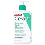 CeraVe Foaming Facial Cleanser | Daily Face Wash for Oily Skin with Hyaluronic Acid, Ceramides, and Niacinamide| Fragrance Free | 16 Fluid Ounce