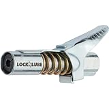 LockNLube Grease Gun Coupler locks onto Zerk fittings. Grease goes in, not on the machine. World's best-selling original locking grease coupler. Rated 10,000 PSI. Long-lasting rebuildable tool.