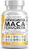 Ashwagandha 5000mg Maca Root 2000mg Fenugreek 3000mg Supplement with Tongkat Ali Ginseng - Assists with Stress, Mood & Thyroid Health - Ashwagandha Capsules Maca Pills Fenugreek Caps - 60 Count