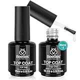 beetles Gel Polish 2Pcs 15ml No Wipe Top Coat High Gloss Shiny Long-Lasting Clear Gel Top Coat, Soak Off Nail Lamp Nail Gel, Home DIY Professional Manicure and Nail Salon