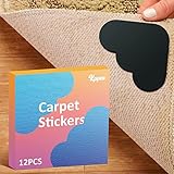 [12 Pack] Rug Gripper, Double Sided Non-Slip Rug Pads Rug Tape Stickers Washable Area Rug Pad Carpet Tape Corner Side Gripper for Hardwood Floors and Tile