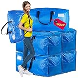 AlexHome Moving Bags Heavy Duty,Extra Large Packing Bags for Moving,Reusable Plastic Moving Totes,Clothes Storage Containers,Compatible with Ikea Frakta Cart (Blue,Set of 5)