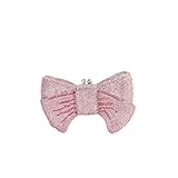 Tngan Women Luxury Bowknot Shaped Evening Clutch Sparkling Rhinestones Handbag for Banquet Wedding Party, Pink 2