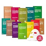 GLAM UP Sheet mask Facial Sheet Mask 12 Combo (Pack of 12) | Face Masks Skincare, Hydrating Face Masks, Moisturizing, Brightening and Soothing, Beauty Mask For All Skin Type