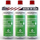 Roundfire Premium Ethanol Fuel - 3 x 1 Liter - for Tabletop Fireplaces, Fire Pits and Gel Fuel