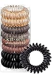 Kitsch Spiral Hair Ties for Women - Coil Hair Ties for Thick Hair | No Crease Hair Tie | Spiral Hair Ties No Damage | Hair Coils & Phone Cord Hair Ties for Thin Hair, Hair Ties Spiral, 8pcs (Brunette)