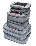 LeanTravel Compression Packing Cubes for Travel Organizers with Double Zipper (6-Pack (2L+2M+2S), Grey)