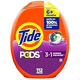 Tide PODS Laundry Detergent Pods, Spring Meadow Scent, 112 Count, Concentrated Laundry Soap Detergent, Stain Remover and Color Protector - Packaging May Vary