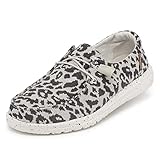 Hey Dude Women's Wendy Woven Cheetah Grey Size 8 | Women’s Shoes | Women’s Lace Up Loafers | Comfortable & Light-Weight