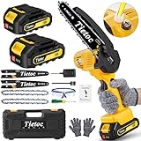 Mini Chainsaw Cordless, 6 Inch Best Mini Chain Saw Cordless With Security Lock [Seniors Friendly], Super Handheld Chain Saws Battery Powered With Manganese Steel Chain & Automatic Oiler, UPGRADE 2023