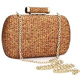 YYW Straw Clutch Purse for Women Wedding Hand-Woved Evening Straw Handbag Party Wedding Summer Beach Bag Wicker clutch (Brown)